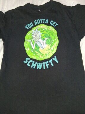 Ripple Junction Black Tee with Green and Teal Rick and Morty Print